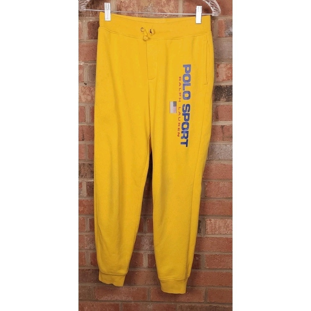 Ralph Lauren Boys Polo Sport Fleece Jogger Sweatpants‎ Yellow Size M 10-12